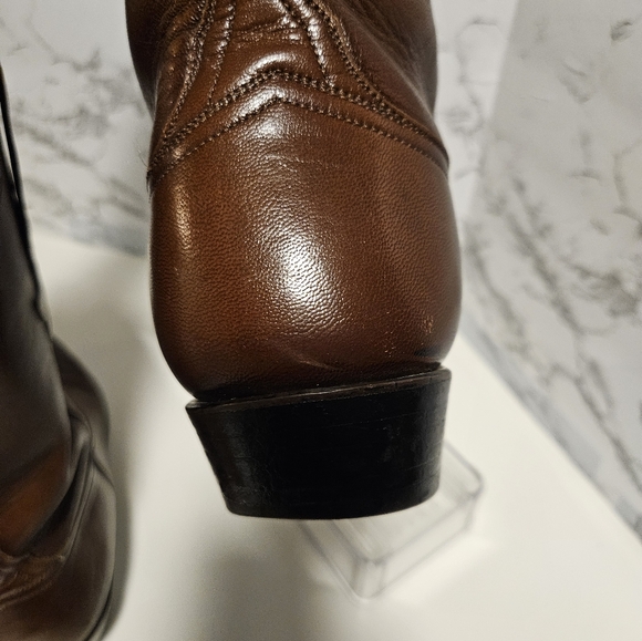 Lucchese Vintage Pull on mens Cowboy boots- brown- size 10.5 D - Picture 5 of 8